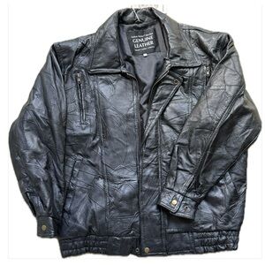 NWOT Men’s Genuine Leather Bomber Black Jacket M – Italian Stone™ Design